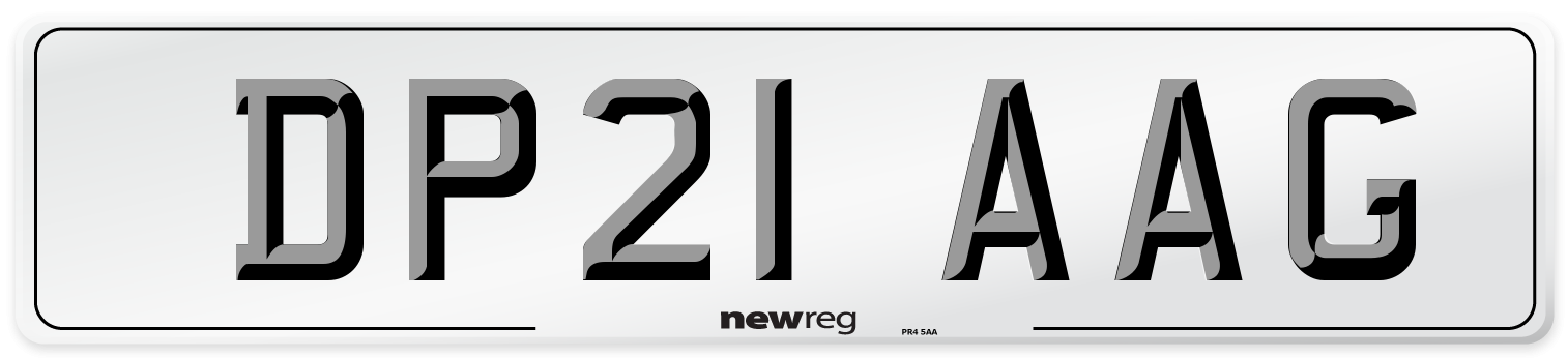 DP21 AAG Number Plate from New Reg